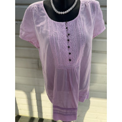 Blouse Caroll rose pastel coton broderie — taille 44 — bohème chic