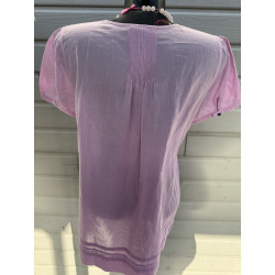 Blouse Caroll rose pastel coton broderie — taille 44 — bohème chic