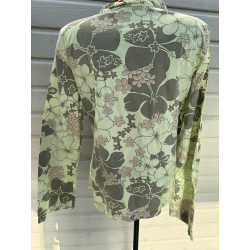 Blouse Aigle verte imprimé floral coton — taille 42 — bohème chic
