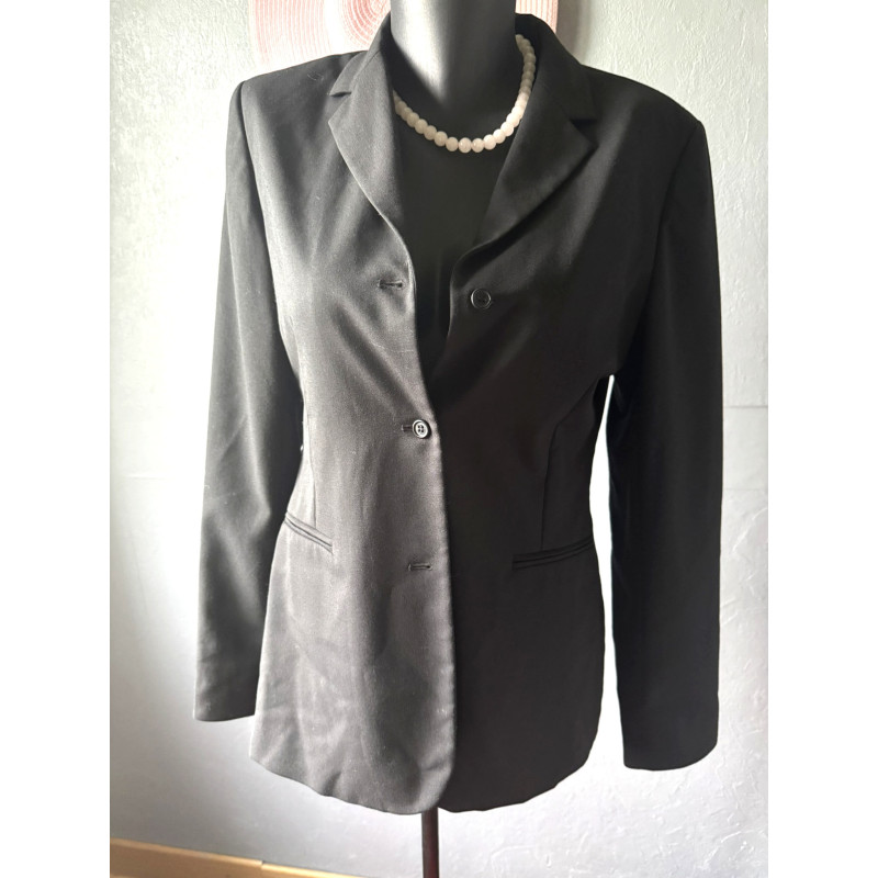 Blazer noir Camaïeu coupe droite — Veste tailleur élégante — Taille 42