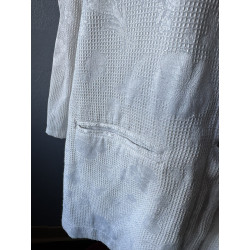 Veste longue vintage ivoire jacquard Made in France — Taille 42