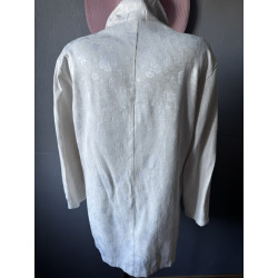 Veste longue vintage ivoire jacquard Made in France — Taille 42