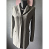 Blazer long vintage Episode gris taupe rayé — Taille 40