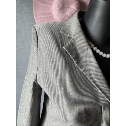Blazer long vintage Episode gris taupe rayé — Taille 40