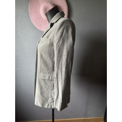 Blazer long vintage Episode gris taupe rayé — Taille 40