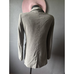 Blazer long vintage Episode gris taupe rayé — Taille 40