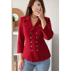Blazer vintage rouge Pourquoi Pas Paris double boutonnage — Taille 38