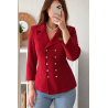 Blazer vintage rouge Pourquoi Pas Paris double boutonnage — Taille 38
