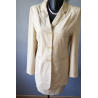 Ensemble tailleur vintage beige blazer long et jupe — Style 80/90