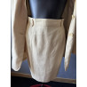 Ensemble tailleur vintage beige blazer long et jupe — Style 80/90