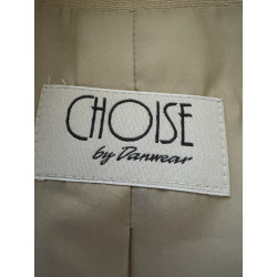 Ensemble tailleur vintage beige blazer long et jupe — Style 80/90