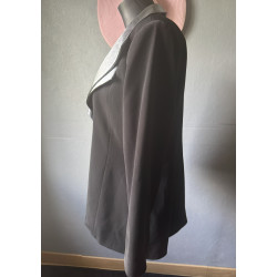 Veste habillée vintage Léo Guy Paris noir col satiné — Taille 48