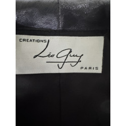 Veste habillée vintage Léo Guy Paris noir col satiné — Taille 48