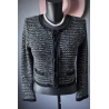 Gilet court noir & blanc Cache Cache – Maille tweed chic – Coupe structurée 38-40