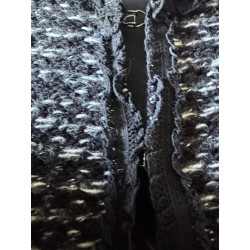 Gilet court noir & blanc Cache Cache – Maille tweed chic – Coupe structurée 38-40