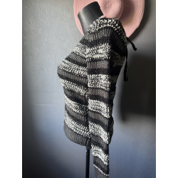 Pull noir & blanc NAF NAF – Dos lacé – Maille métallisée 36-38