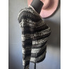 Pull noir & blanc NAF NAF – Dos lacé – Maille métallisée 36-38