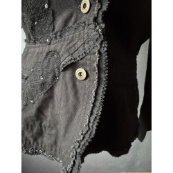 Veste noire Xanaka – Esprit Y2K bohème chic – Dentelle & perles 38-40