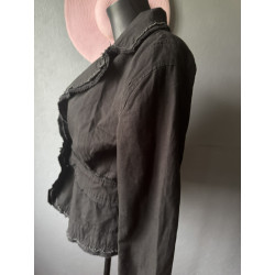 Veste noire Xanaka – Esprit Y2K bohème chic – Dentelle & perles 38-40