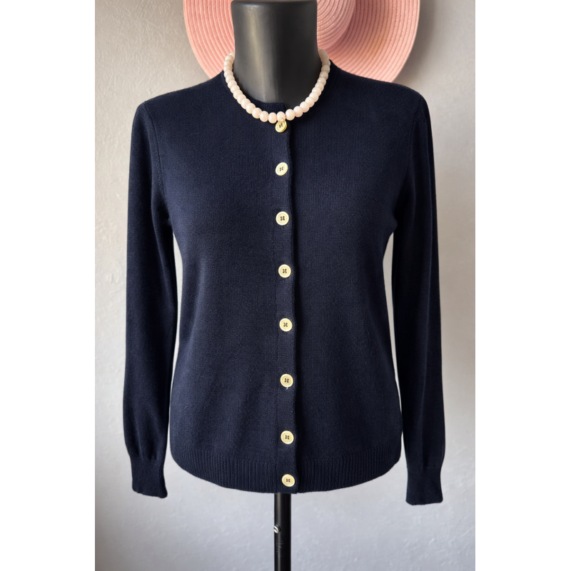 Cardigan bleu marine Rodier – Maille laine – Classique intemporel 38