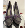 Escarpins Café Noir T38 talons 12 cm plateforme gris violet