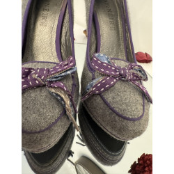 Escarpins Café Noir T38 talons 12 cm plateforme gris violet
