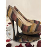 Escarpins Carpe Diem T38 talons 12 cm plateforme multicolore liège