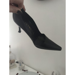 Escarpins Vicini cuir noir T41 talons 10 cm Made in Italy