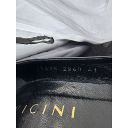 Escarpins Vicini cuir noir T41 talons 10 cm Made in Italy