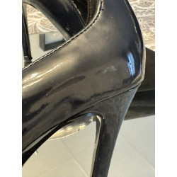 Escarpins Zara Trafaluc noir vernis & suédine T37 talons 11 cm