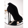 Bottines noires à talons open toe à volants – T38