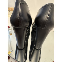 Escarpins Besson cuir noir talon épais plateforme – T39
