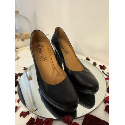 Escarpins Besson cuir noir talon épais plateforme – T39