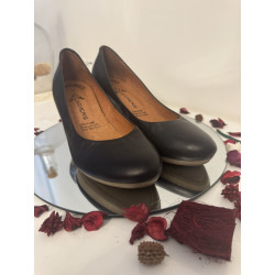 Escarpins CARMENS cuir noir talon effet bois – T38