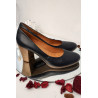 Escarpins CARMENS cuir noir talon effet bois – T38