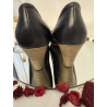 Escarpins CARMENS cuir noir talon effet bois – T38