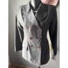 Blazer gris rayé vintage Cœur de Paris – Double boutonnage – T38