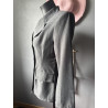 Blazer gris rayé vintage Cœur de Paris – Double boutonnage – T38
