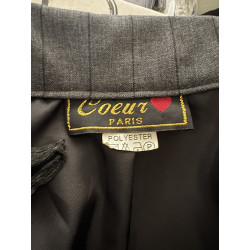 Blazer gris rayé vintage Cœur de Paris – Double boutonnage – T38