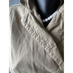 Blazer Fleur de Sel beige asymétrique – boutons vert anis – T36 / petit 38