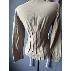 Blazer Fleur de Sel beige asymétrique – boutons vert anis – T36 / petit 38