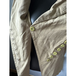 Blazer Fleur de Sel beige asymétrique – boutons vert anis – T36 / petit 38