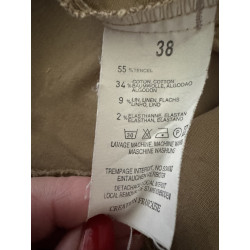 Blazer Fleur de Sel beige asymétrique – boutons vert anis – T36 / petit 38