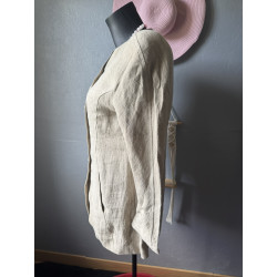 Blazer long vintage Marie Brunon Paris en lin – Taille 38 / 40 – Fabriqué en France