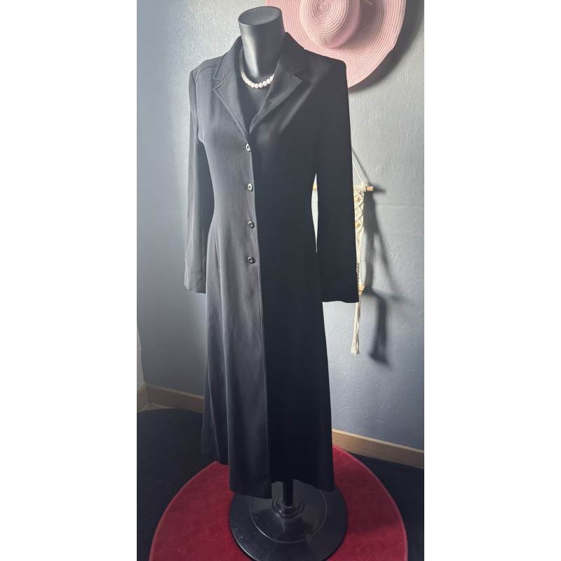 Robe blazer longue noire vintage – Coupe cintrée – Années 90