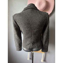Blazer Cache Cache tweed noir moucheté – Taille 36/38 – Style vintage années 90/2000