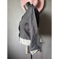 Blazer noir et gris femme – Taille 42 – Style vintage années 2000