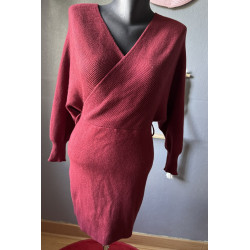 Robe pull Bordeaux croisée...